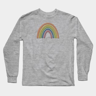 Rainbow With Faux Rustic Paper Texture Long Sleeve T-Shirt